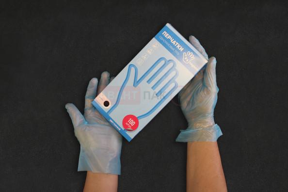 перчатки из эластомера синего цвета
